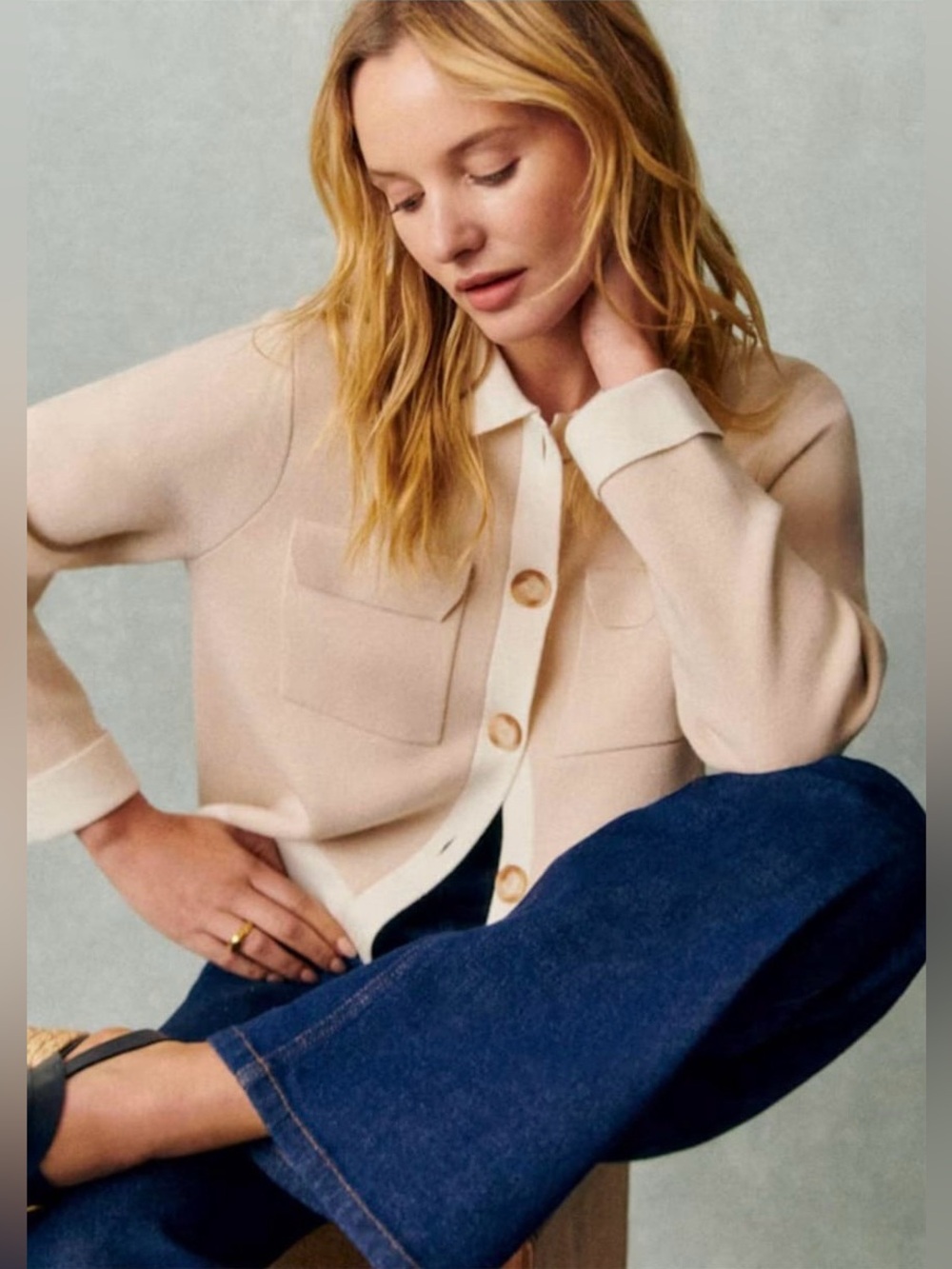 *NWOT* Sézane Betty Cardigan Vanilla w/ Ecru Details Size S